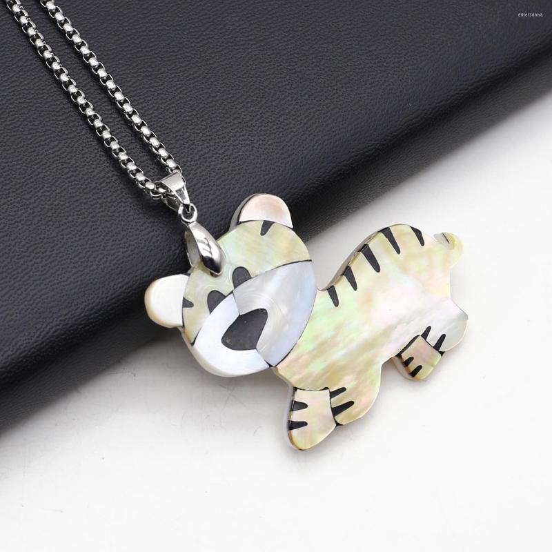 

Pendant Necklaces Cute Tigers Natural Shell Necklace Charms Animals For Jewelry Making Gifts 60x30mm