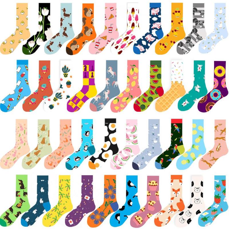 

Men's Socks Autumn And Winter Female 20 PAIRS Animal Fruit Cute Tide Food Funny Stockings, 20 pairs bb