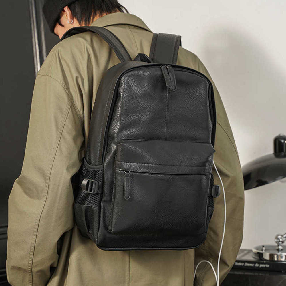 

Backpack Style Korean simple backpack fashion student schoolbag Street men's Computer Travel 221222, Black backpack