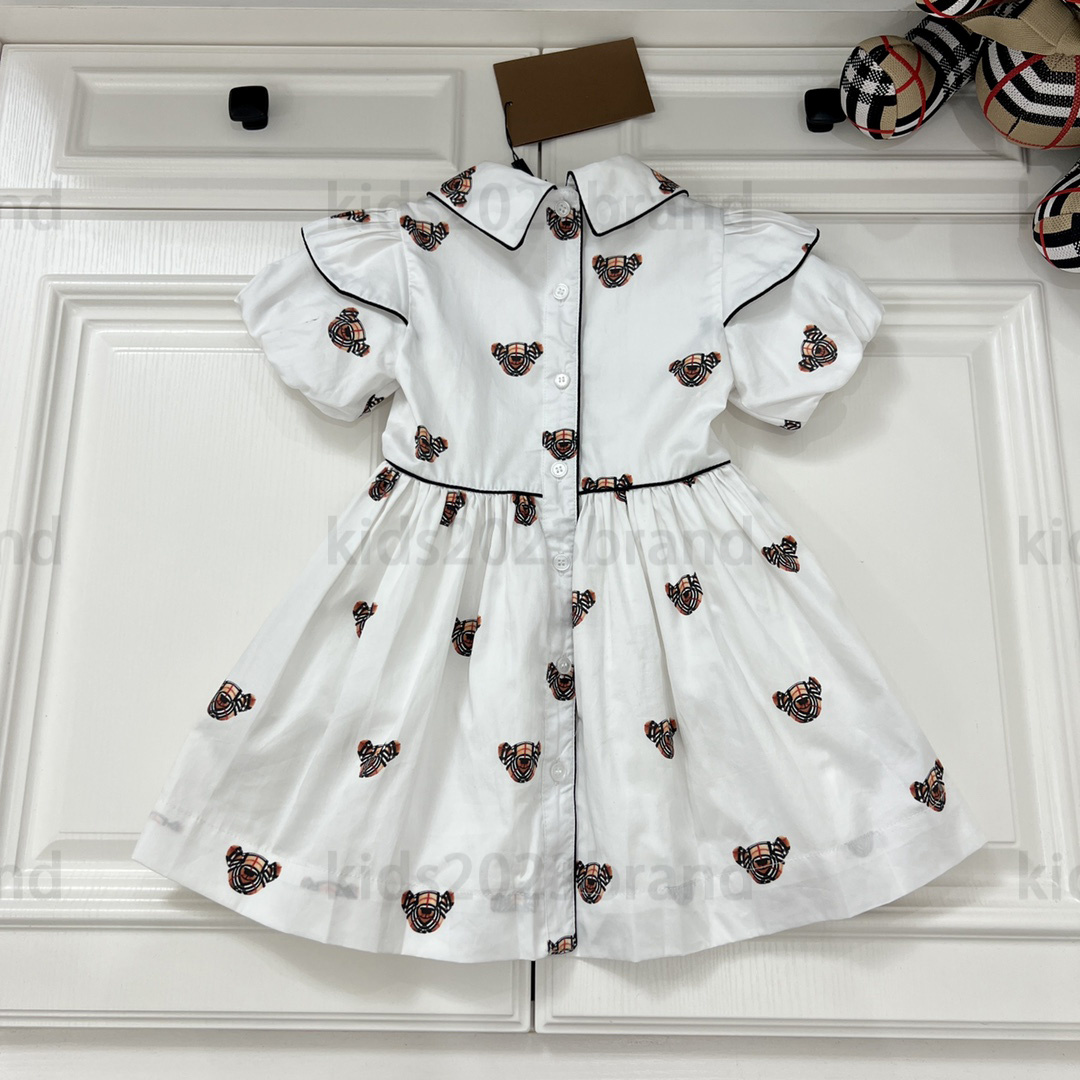 

2023SS luxury girls cotton dress puff sleeves skirt high-end girls sports dresses summer princess dress designer kids pleated dress 90-160cm fashion skirts, 2#