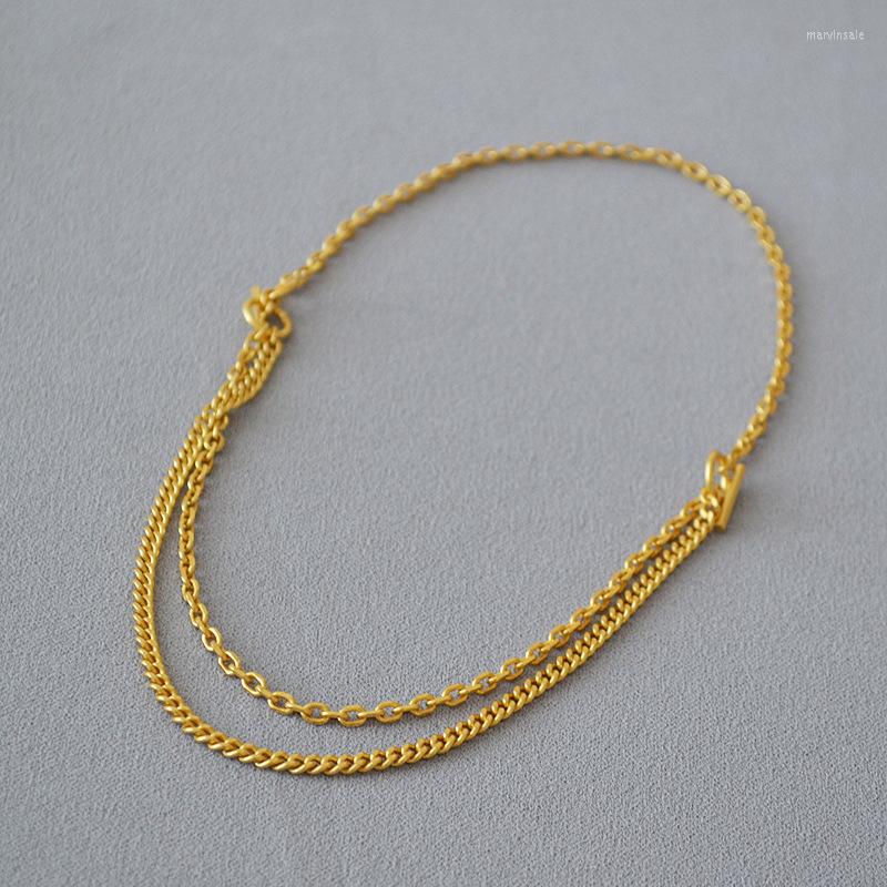 

Choker LONDANY Necklace European And American Retro Niche Simple Brass Double Layer Chain Sweater