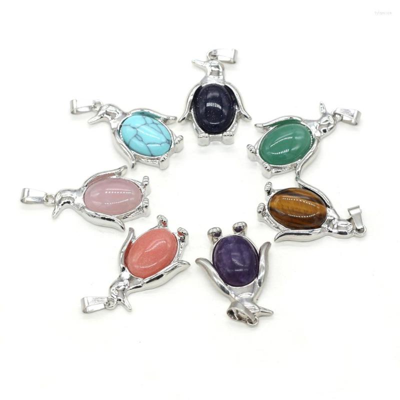 

Pendant Necklaces Natural Stone Gem Metal Alloy Penguin Crafts DIY Party Necklace Bracelet Earring Jewelry Accessories Gift Making 24x34mm