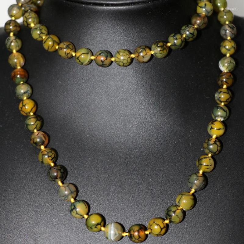 

Chains Natural Stone Yellow Dragon Veins Carnelian Onyx Agat 10mm Round Beads Long Chain Necklace Women Jewels 35inch B2922