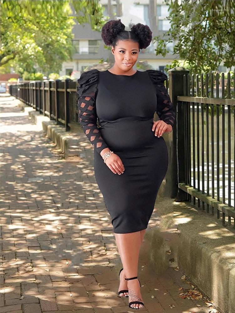 

Plus Size Dresses Clothes Women Fashion Large Dress Long Sleeve Tight Black Cut Out Bodycon Wholesale Drop