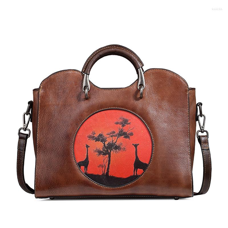 

Evening Bags Women Genuine Leather Handbag Fashionable Retro Real Shoulder Bag Classical Tote Crossbody, Vintage green