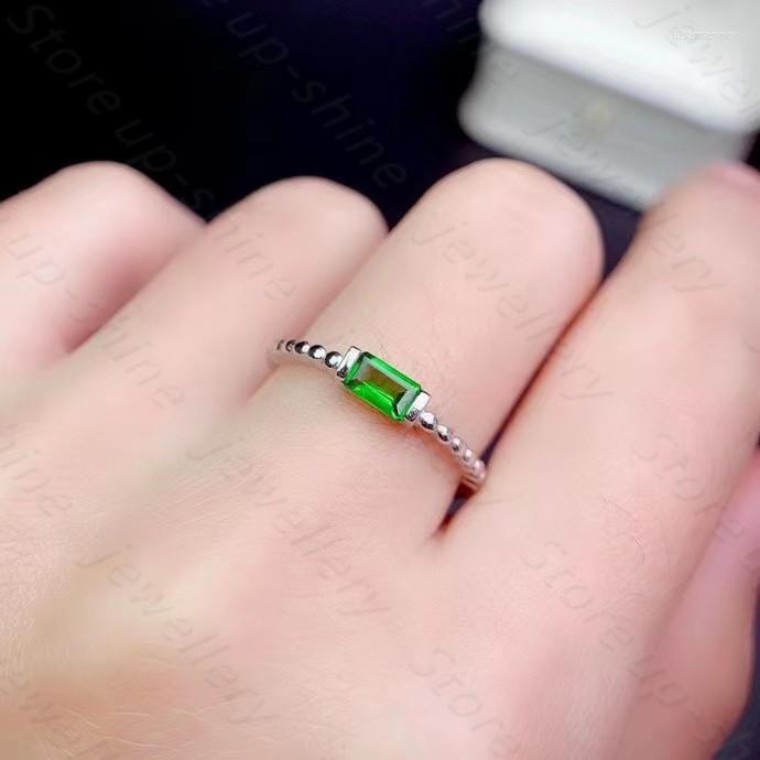 

Cluster Rings Natural Magnesia Aluminum Garnet & Diopside Ring 925 Silver Women's Simple Style