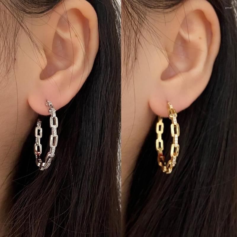 

Hoop Earrings HECHENG 1pair Rectangle CZ Ear Rings Wholesale Big Round Gold Silver Color For Women Copper Accessories Jewelry Gifts