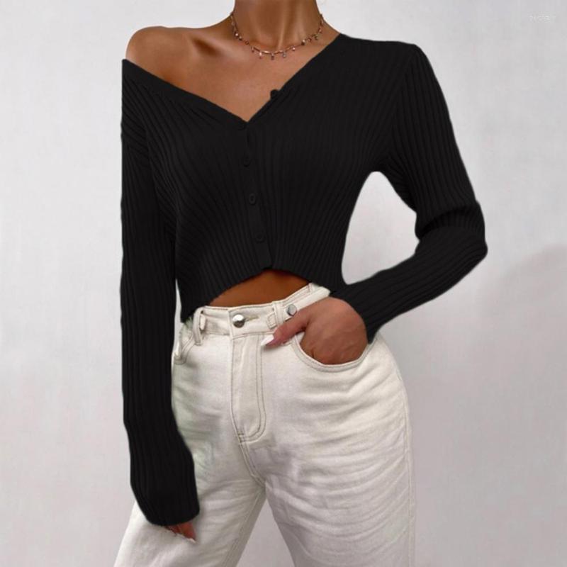 

Women' Knits Elastic Skin-Touch Single-Breasted Pure Colors Knitted Cardigan Coat Female Clothing, Black