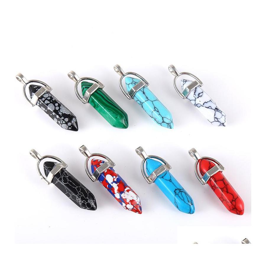 

Charms Synthetic Turquoise Stone Hexagonal Prism Shape Pendant Craft For Diy Earrings Necklace Jewelry Making Sport1 Drop Delivery F Dh1Fl