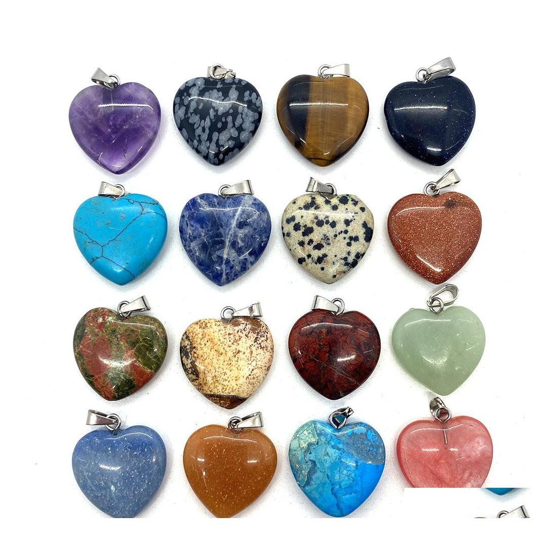 

Charms 20Mm Natural Crystal Picture Agate Stone Love Heart Rose Quartz Pendants Trendy For Jewelry Making Sport1 Drop Delivery Findi Dhtyt