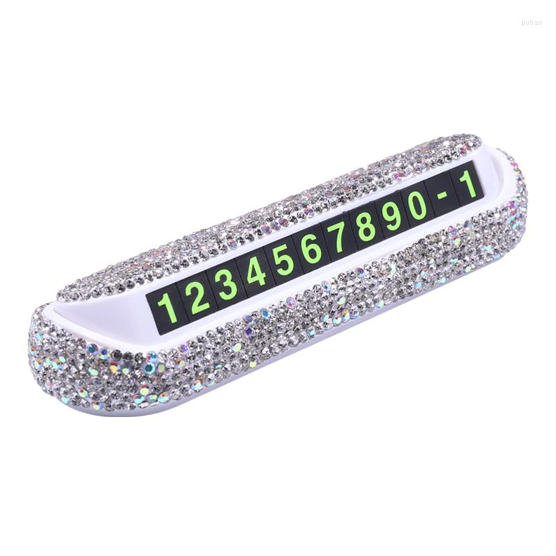 

Interior Decorations Luxury Diamond Crystal Hideable Temporary Car Parking Card Phone Number Plate Telephone Rhinestones Sticker