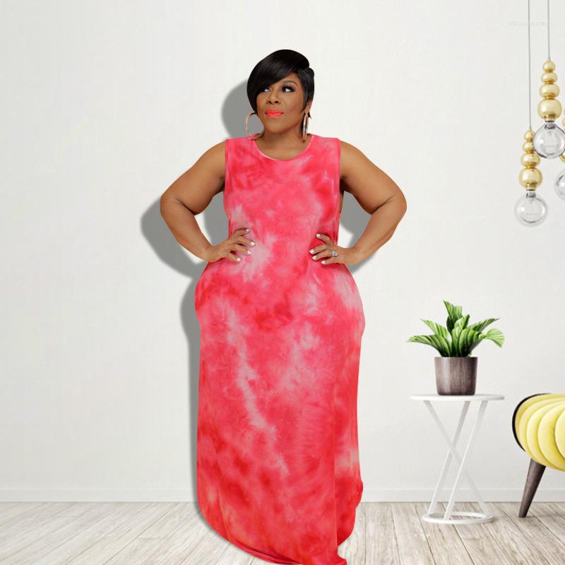 

Plus Size Dresses Women Summer 2023 Wholesale Clothing Stretchy O-Neck Tie Dye Maxi Dress 5xl Ladies Casual Drop, Black