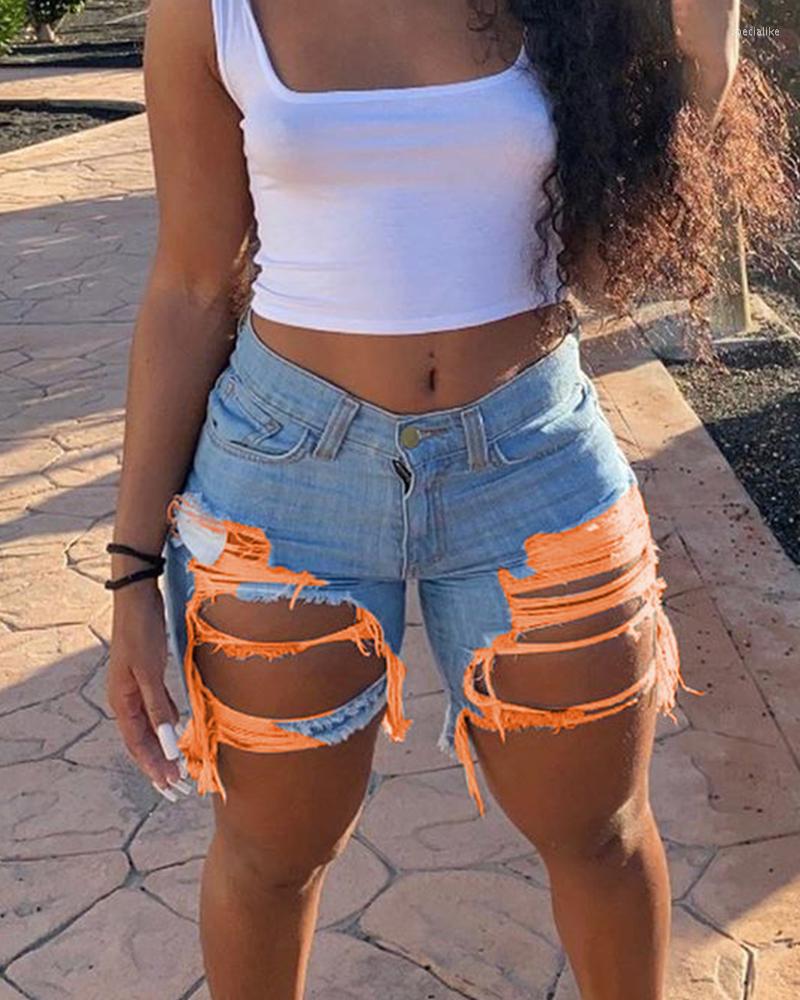 

Women' Shorts Summer Women Casual Ripped Cutout Single Buttoned Denim 2023 Femme Street Wear Jeans Pants Lady Robe Clothing Tra, Black