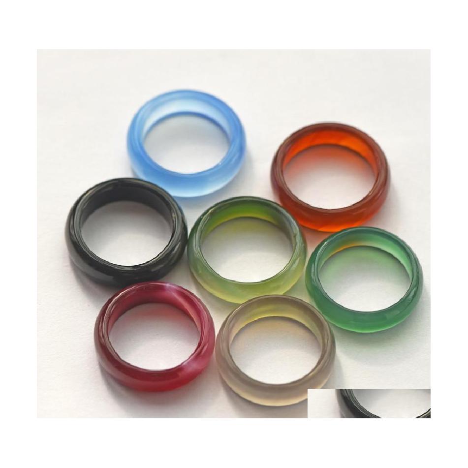 

Band Rings Fashion Jade Ring Jewelry Gift Glass For Women Black White Red Green Blue Rose Carnelian Tail Rin Sexyhanz Drop Delivery Dhrw0