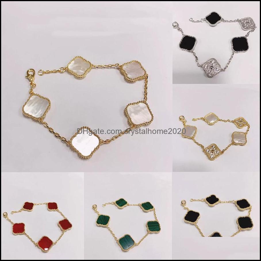

Charm Bracelets 925 Sier Designer Lucky Elegant Bracelet Cleef Fashion Vintage 5 Motifs Clover Leaf Necklace Luxury Design J Otykg