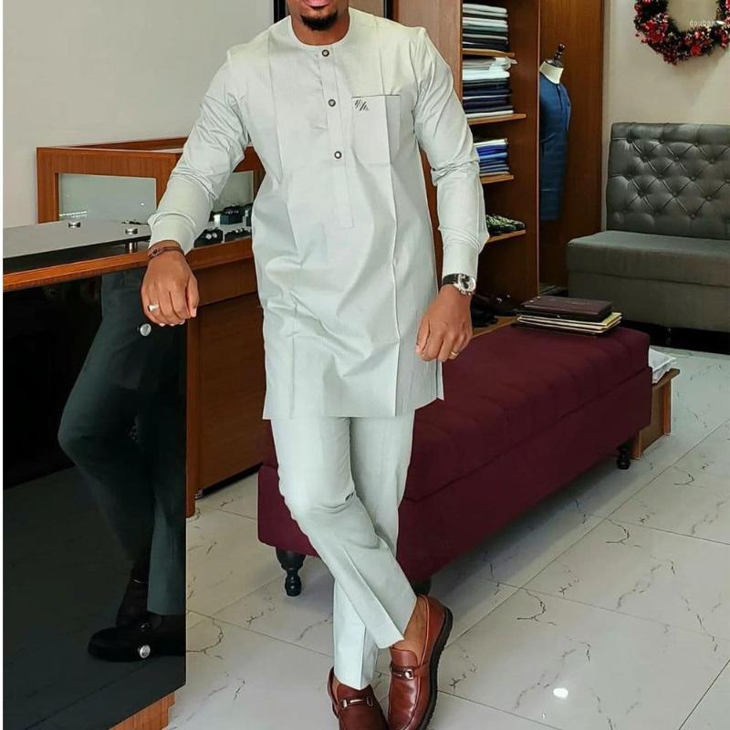 

Ethnic Clothing Muslim Fashion Men Suit Middle East Solid Color Simple African Casual 2-piece Set Pakistan Islamic Jubba 2023