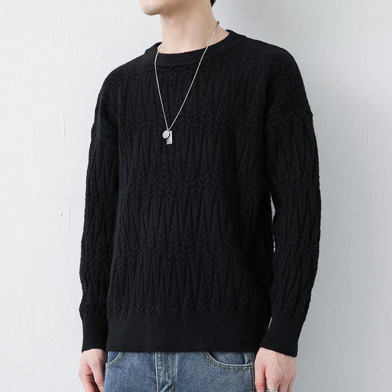 

Men's Sweaters Autumn And Winter O-neck Sweater Men's Knitwear Style Pullover Versatile Loose Outer Wear Thickened Wool Simple, Black