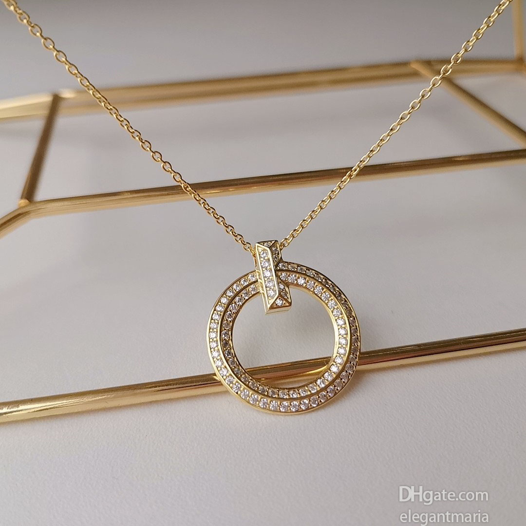 

gold crystal name pendant chain set necklace 18k diamond necklaces designer men's jewelry Valentine Day Christmas gifts for girlfriend wholesale womens couple