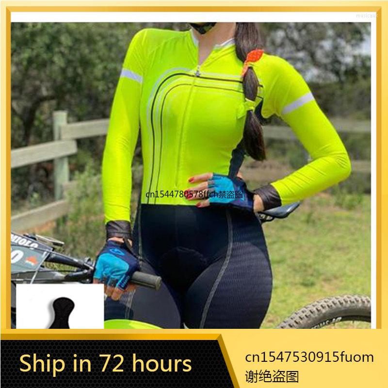 

Racing Sets Women's Triathlon Long-Sleeved Suit One-pieces Jumpsuits Long Sleeve Shorts Cycling Jersey Skin Sweatshirt