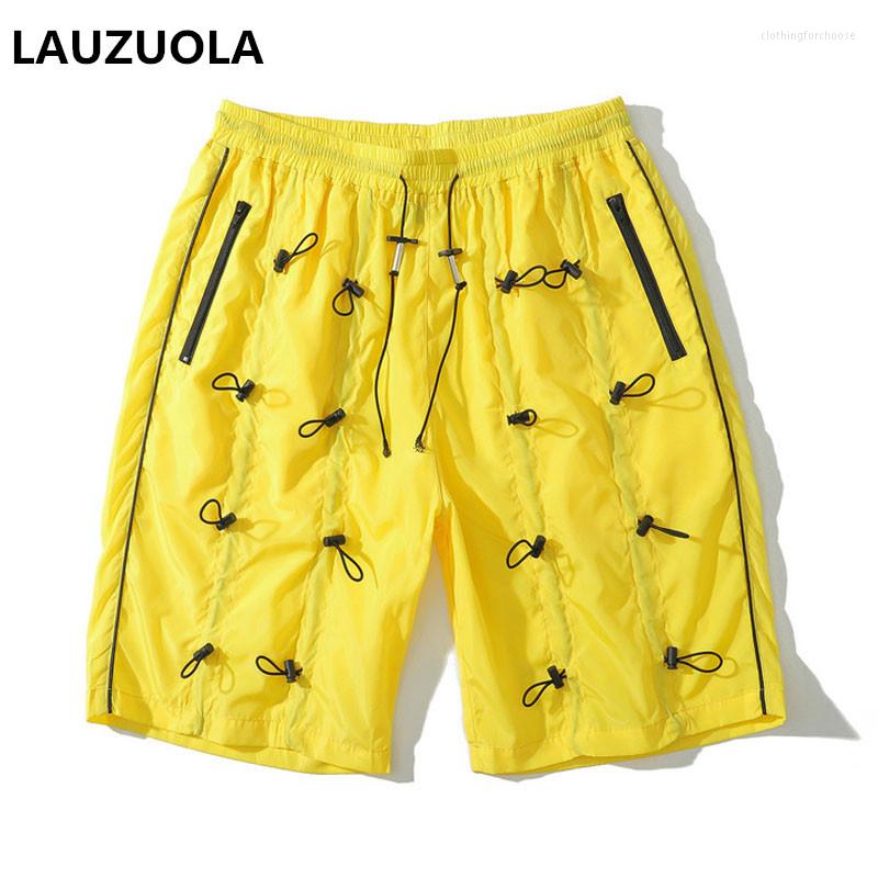 

Men's Shorts Streetwear Harajuku 2023 Men Ruched Drawstring Hip Hop Yellow Summer Casual Loose Short Pant Y2K, Black