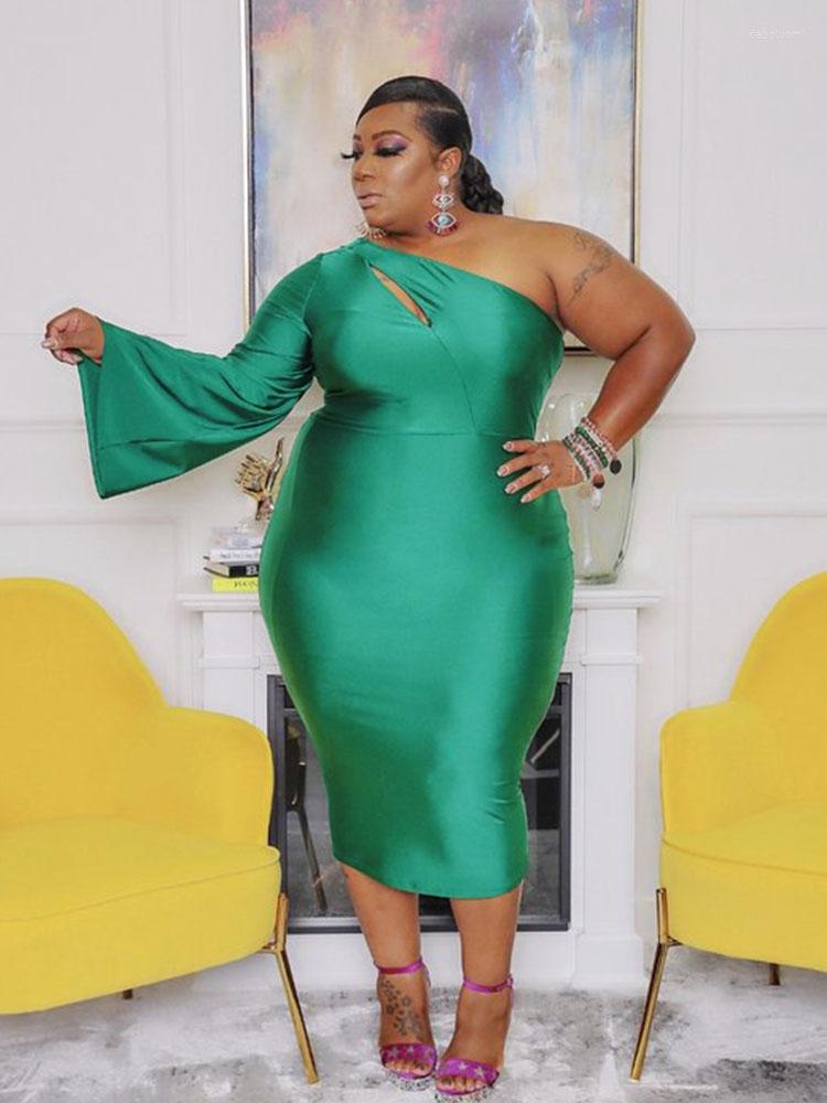 

Plus Size Dresses Party Dress Women Clothing Elegant One Shoulder Bodycon Lady Sexy Big Wholesale Bulk Drop, Black