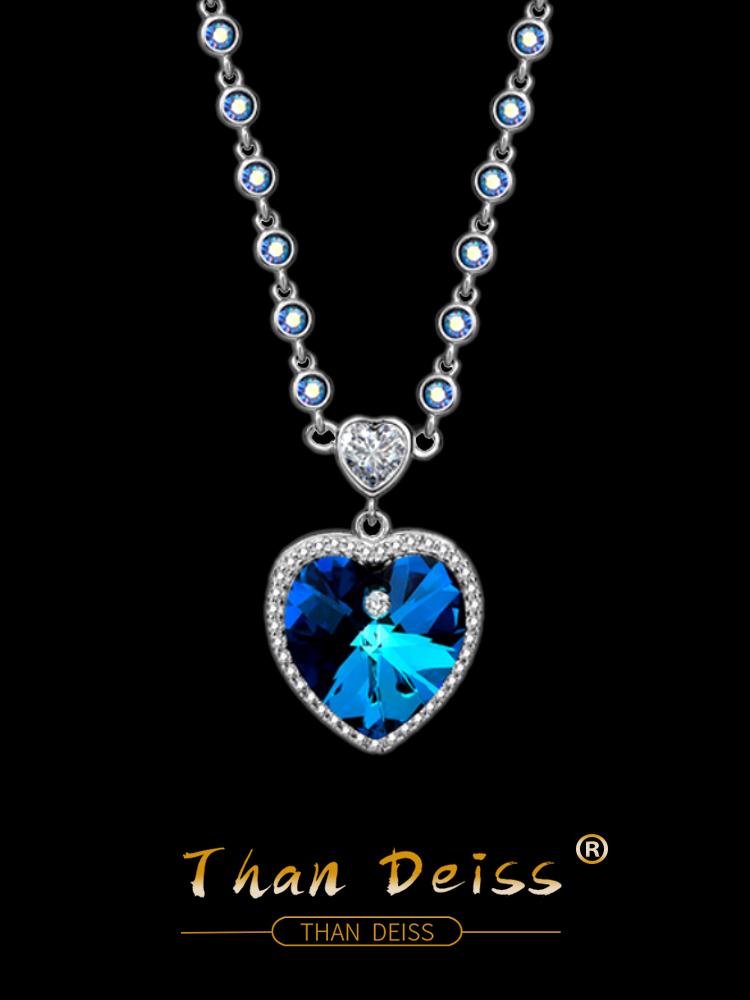 

Chains Heart To Models S925 Silver Heart-Shaped Crystal Necklace Female Europe And The United States Fashion Collarbone ChainChains