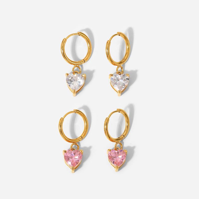 

Dangle Earrings & Chandelier Arrival 18K PVD Gold Plated Heart Zircon Jewelry Stainless Steel Cubic Zirconia Huggie Earring For WomenDangle