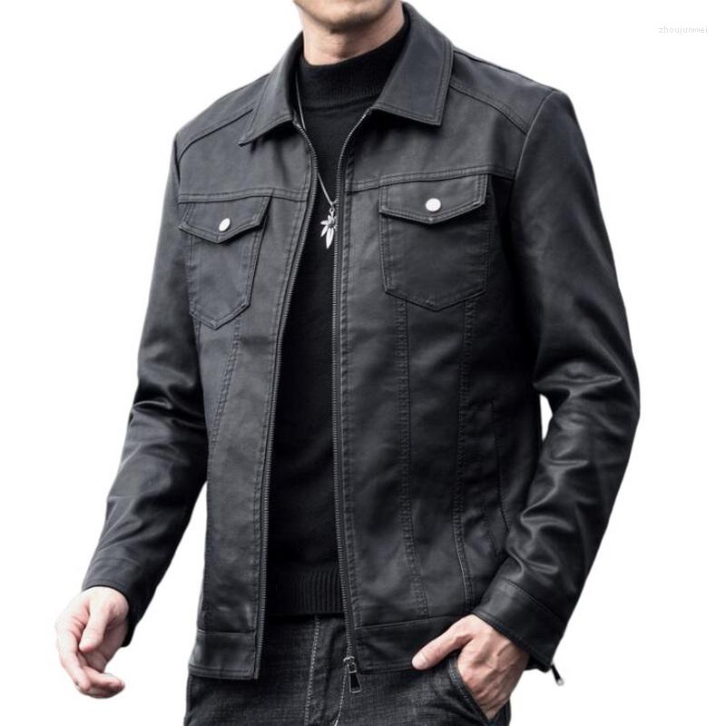 

Men's Fur Fashion Men Leather Jackets Winter Outwear Male Big Pocket PU Coats Men's Jacket M-5XL, Black thick
