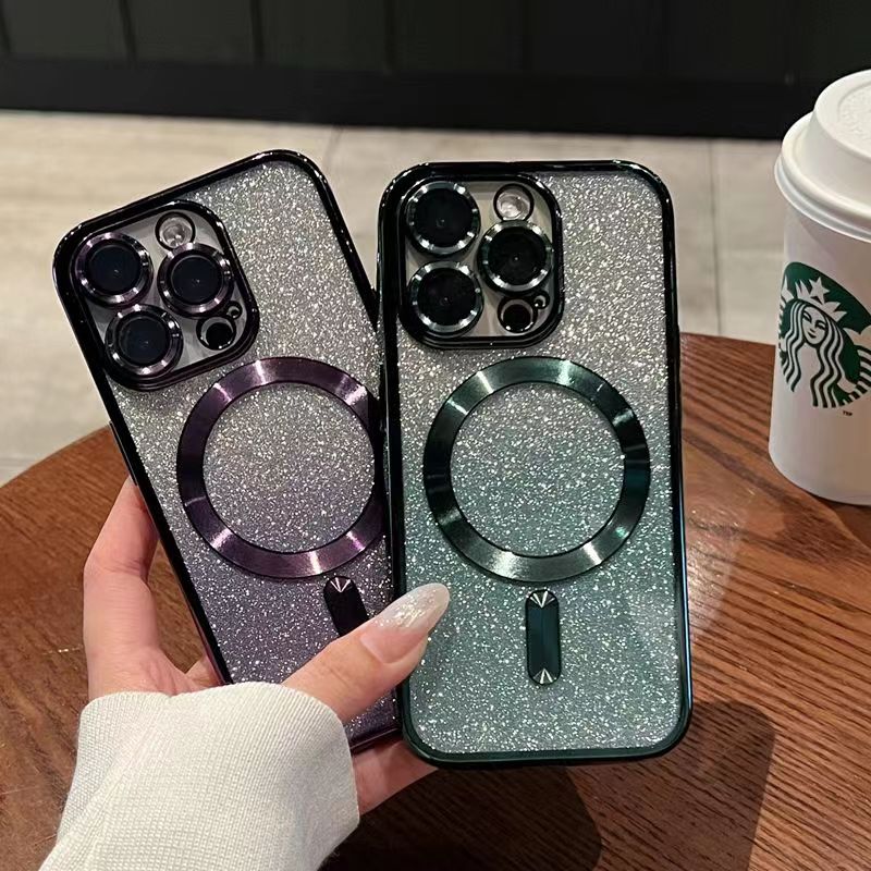 

Designer Magnetic phone cases iPhone 14 12 13 pro max 14plus 11 11Promax 12 pro Electroplated Soft case with lens film, Silver