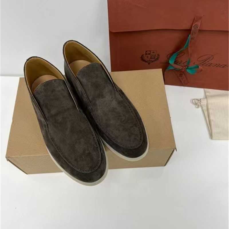 

Italy Designer Shoes Loropiana Piana's New Sheep Suede Loafer Shoes Men's Flat Sole Comfortable Single Shoes Casual Shoes Lazy Shoes Z9OR, Camel brown