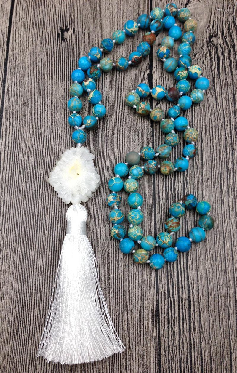 

Pendant Necklaces YA2535 Natural Stalactite Druzy Tassel Sea Sediment Stone Beads Knot Handmade Necklace