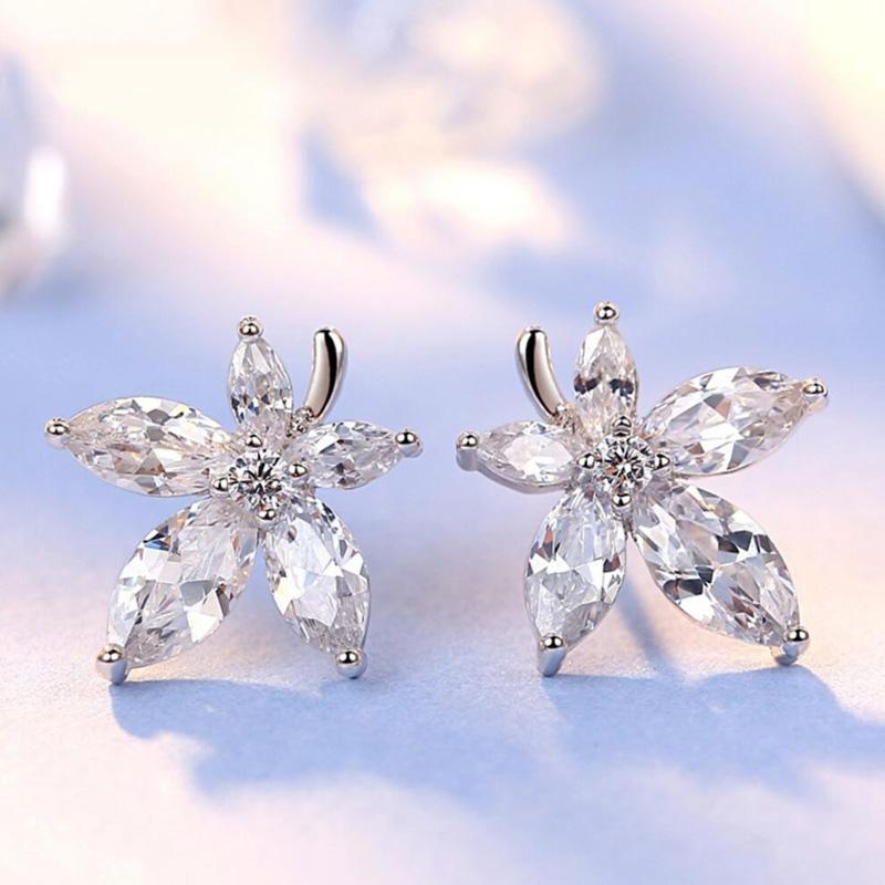 

Stud Earrings Fashion 925 Sterling Silver For Women Engagement Jewelry Charm Shiny Zircon Earring Girl Birthday GiftsStudStud