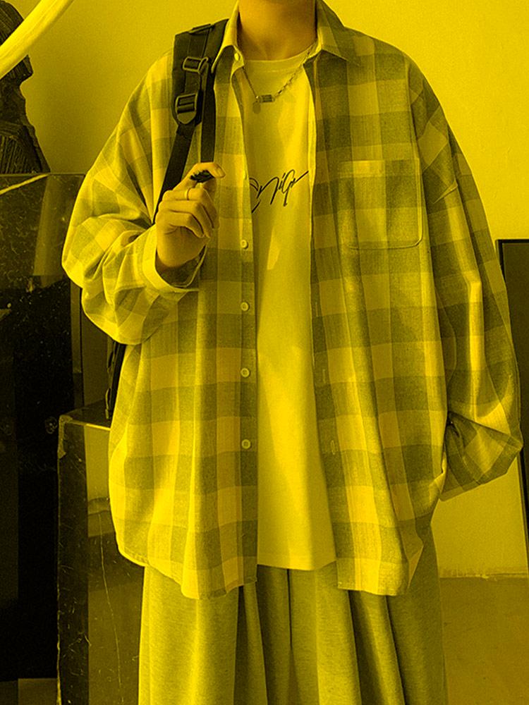 

Women's Blouses & Shirts Retro Plaid Women Turn Down Collar Loose Shirt Blouse Checkered Long Sleeve Tops Blusas MujerWomen's, Black