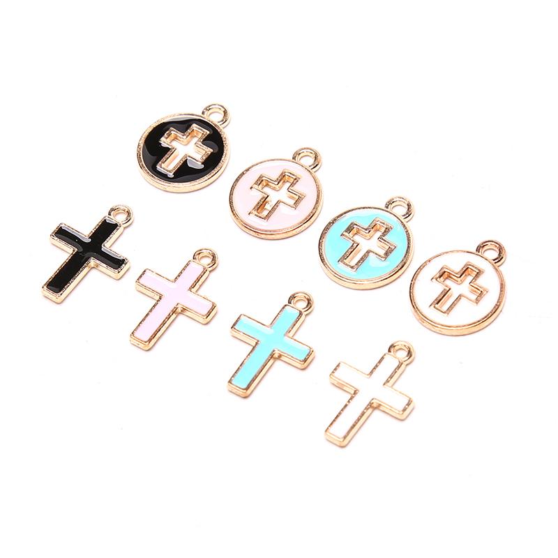 

Charms 10pcs/lot Religion Cross For Earring Pendant Bracelet Making Enamel Charm