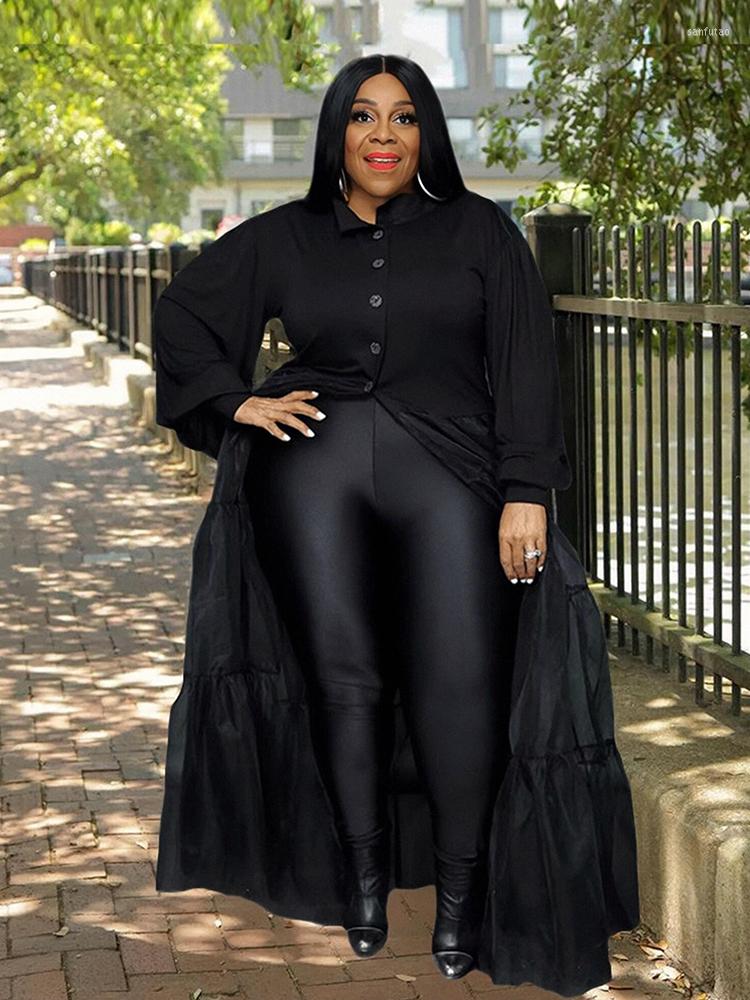 

Plus Size Dresses Woman Dress Ladies Mesh Gothic Black Long Sleeve Polo Shirt Wholesale Bulk Drop