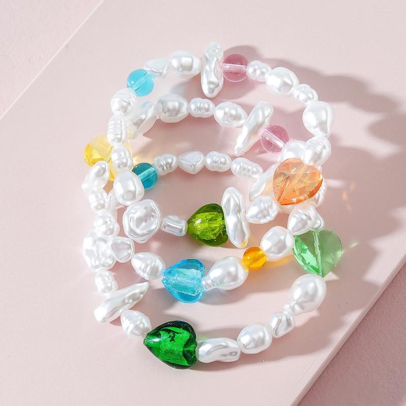 

Strand Summer Women Imitation Pearl Bracelet 2023 Trendy Colored Graze Beads Elastic