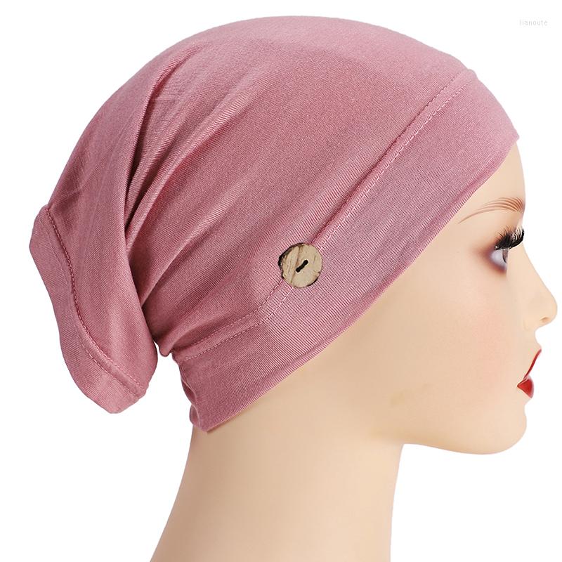 

Ethnic Clothing Soft Modal Inner Hijab Caps With Buckle Muslim Stretch Turban Cap Islamic Underscarf Bonnet Hat Female Headband Turbante