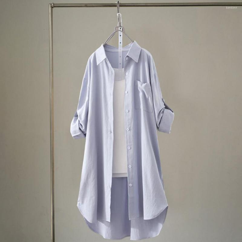 

Women's Blouses Shirt Blouse Single-breasted Patch Pocket Sunscreen Women Elegant Office Ladies Coat For Shopping, Blue