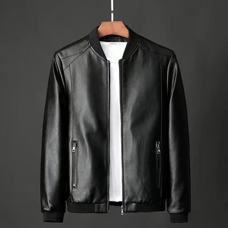 

Men's Jackets In The Spring And Autumn Winter Leather Fashion Handsome Men Coat Plus Mast Yards Velvet With Thick Jacket Locomotiv, Black8817add wool