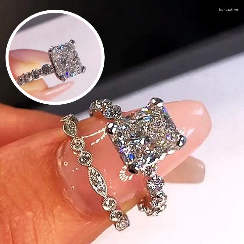 

Wedding Rings CAOSHI Delicate Female Sets Brilliant Cubic Zirconia High-quality Bride Accessories Set Temperament Women Jewelry
