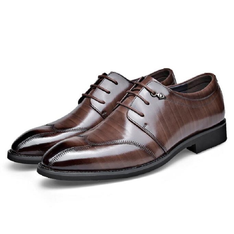 

Oxfords Shoes for Men Brown Black Business Lace-up Pu Office Brogue Dress Shoes Zapatos De Vestir Hombre D2A15