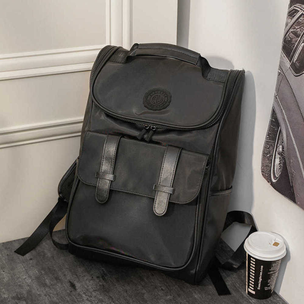 

Backpack Stylebrand backpack men's fashion trend junior high school students bag female college leisure large capacity 221222, Black nylon-