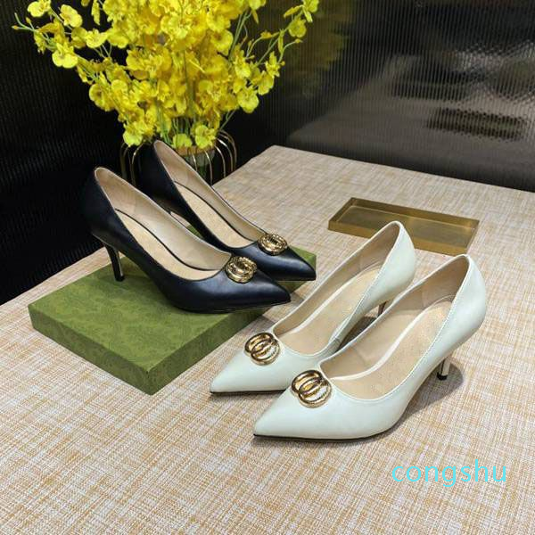 

2023 New Sandals Designer High Heels Black White Women Sexy Pointed Sandal Fashion Luxury Dress Shoes Vintage Wedding Party Casual Shoes With Box
