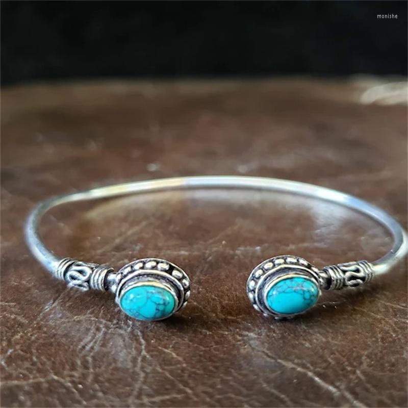 

Bangle Retro Simple Natural Stone Open Bracelet Boho Women's Temperament Engagement Wedding Party Gift Jewelry Drop