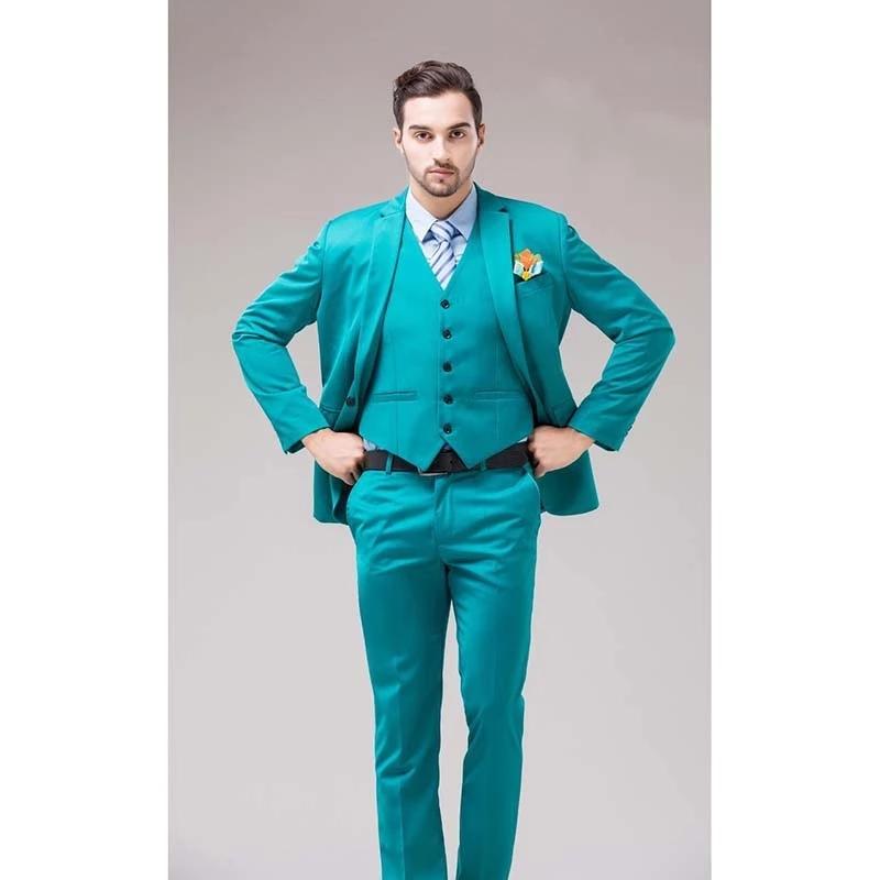 

Men's Suits & Blazers 2023 Green Blue Groom Tuxedos Notch Lapel Turquoise Bridegroom Wedding Dinner Man (Jacket Pants Tie Vest), Custom color