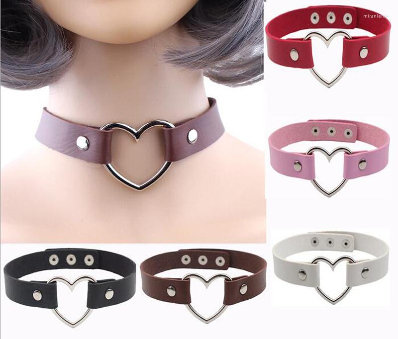 

Choker JINGLANG Fashion Leather Rope Chain Chokers Necklace Alloy Heart Charms Short Necklaces Jewelry
