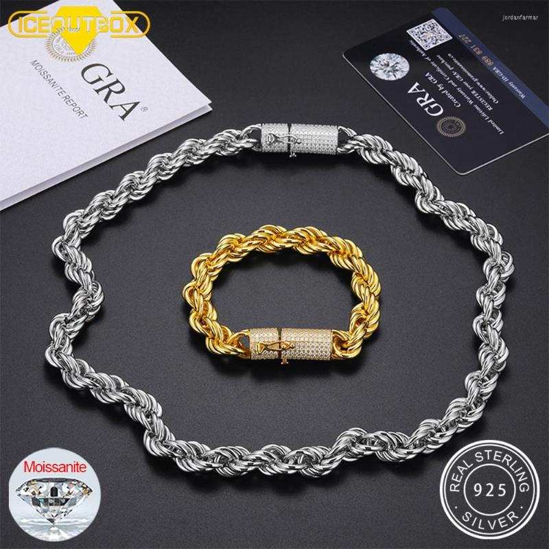 

Chains 925 Sterling Silver 6MM/12MM Twist Rope Chain Necklace With Moissanite Clasp For Men Women Fashion Jewelry Passed Diamond Tested