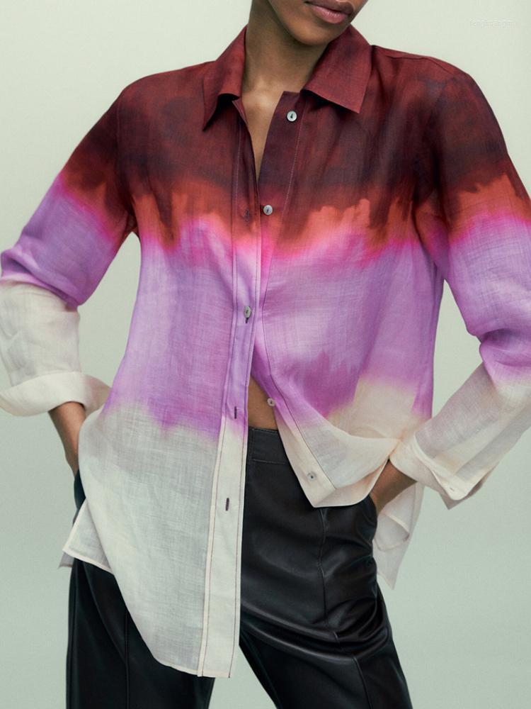 

Women' Blouses Women Shirt All-match Personalitized With Gradient Color Layered Light Chiffon