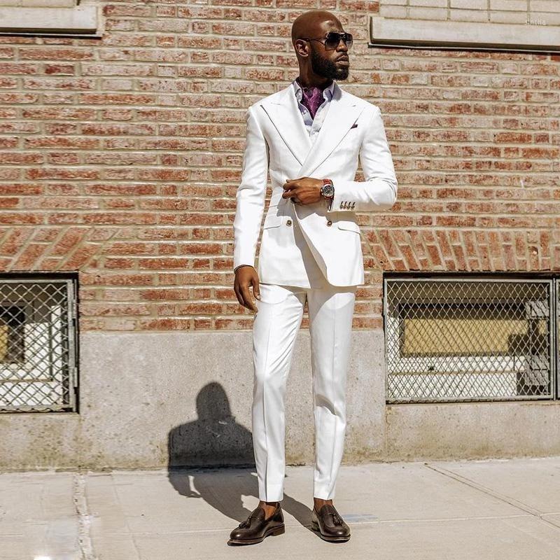 

Men's Suits 2023Fashion White Double Breasted Mens Suit Custom Made Business Clothing Two Pieces Wedding Slim Fit Tuxedos (Jacket Pants), Royal blue