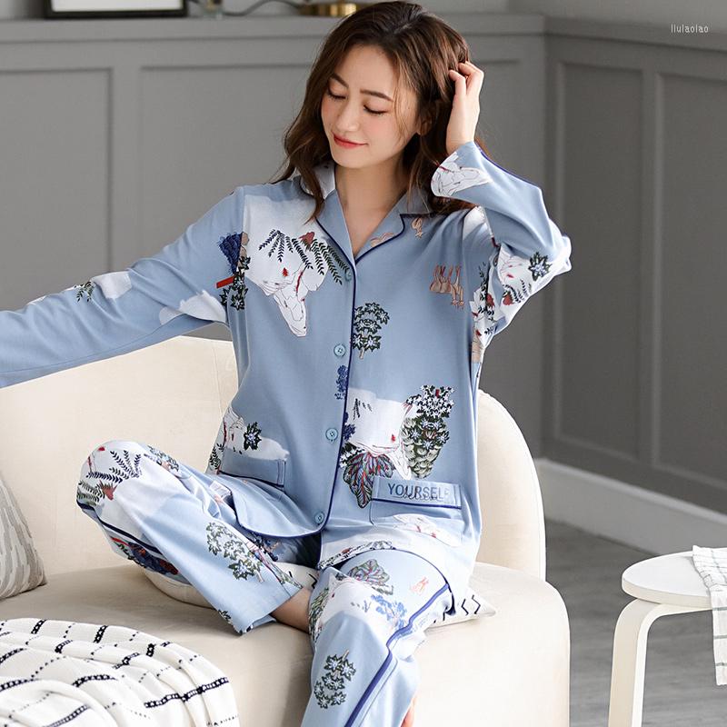 

Women's Sleepwear Cotton Women Pajamas Sets Flower Print Big Yards Lady Women's Pijamas Suit Home Clothes Pyjama Femme -3XL, Lm2140